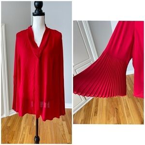 Worthington women size 3X NWT blouse with pleated bell sleeve detail red office